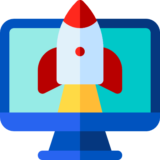 Startup rocket ship screen electronics icon Startup rocket ship screen electronics icon