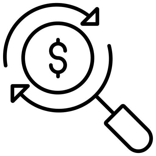 Dollar diligence business and finance magnifying glass icon Dollar diligence business and finance magnifying glass icon