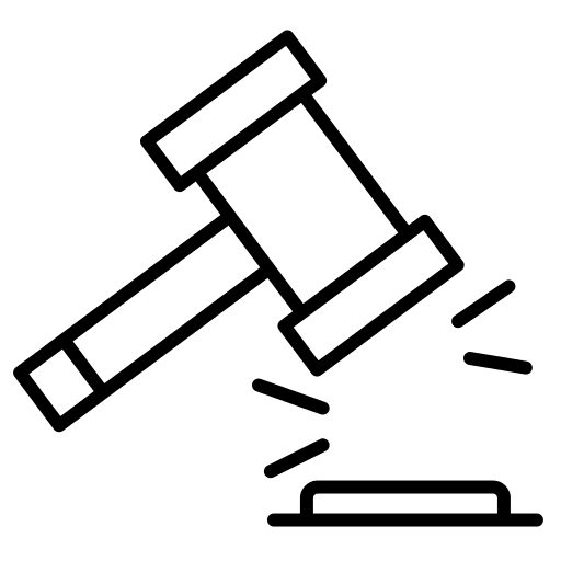 Legal auction hammer business and finance icon Legal auction hammer business and finance icon