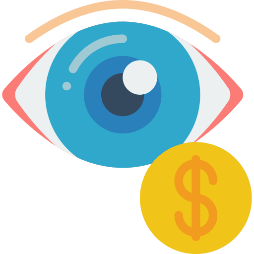 Eye coins view cost per click icon