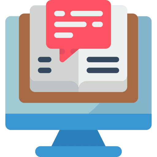 Desktop storytelling computer speech bubble icon