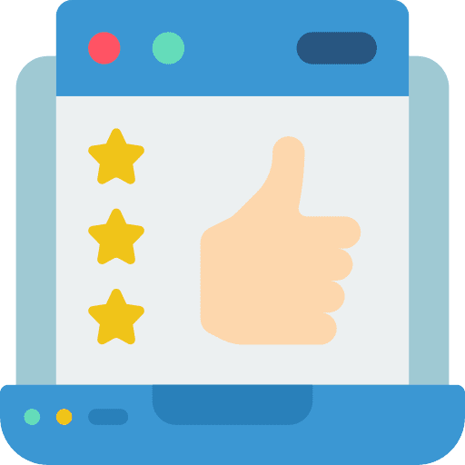 Laptop review feedback seo and web icon