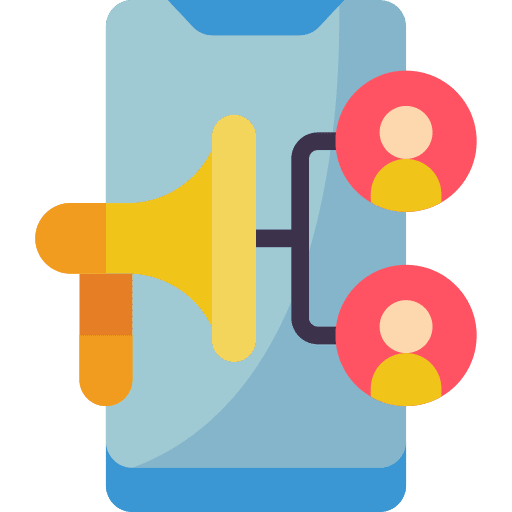 Mobile graph marketing bullhorn icon