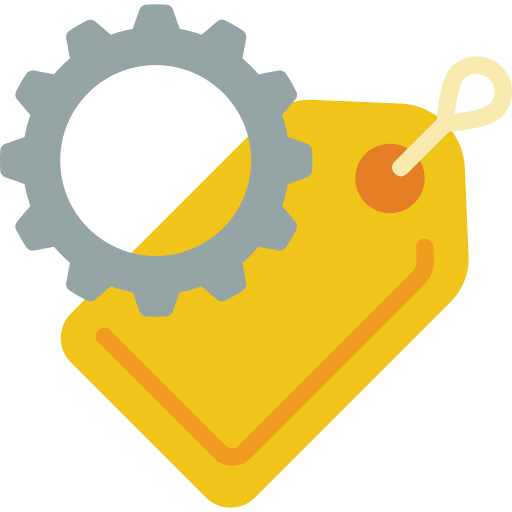 Tag cog multimedia seo tag icon