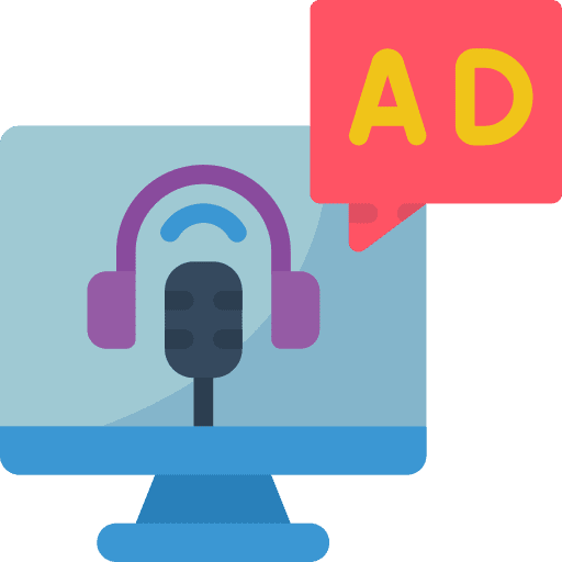Computer podcast promotion advertising icon