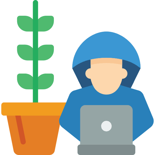 Hacker goal plant laptop icon