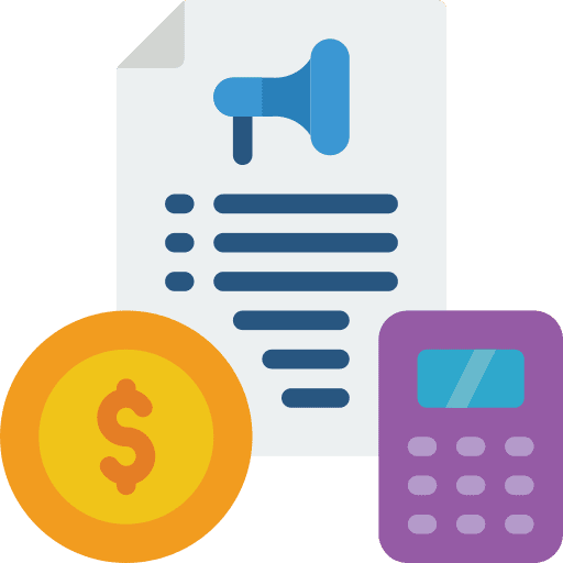 Marketing file calculator money icon