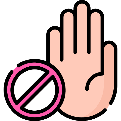 Banned human rights disclaimer hand icon