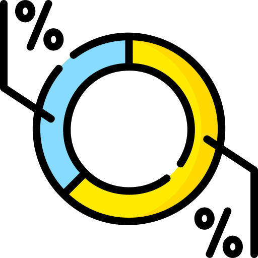 Percentage income stats graph icon Percentage income stats graph icon