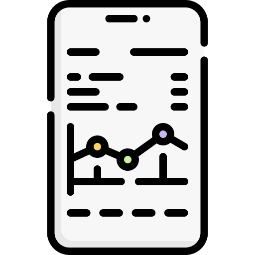 Analytics stats data smartphone icon Analytics stats data smartphone icon