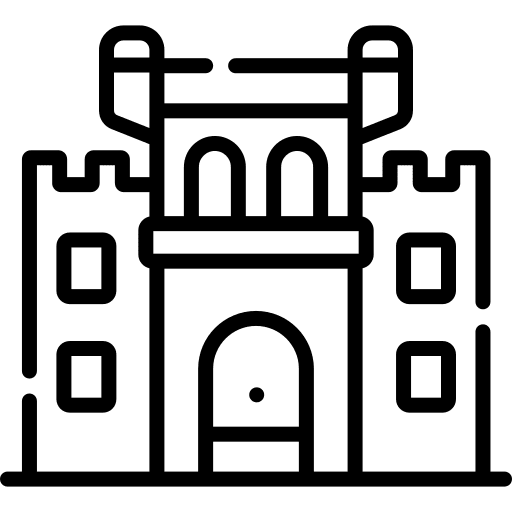 Castle architecture and city construction fortress icon