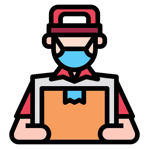 Delivery man coronavirus distance healthcare icon Delivery man coronavirus distance healthcare icon