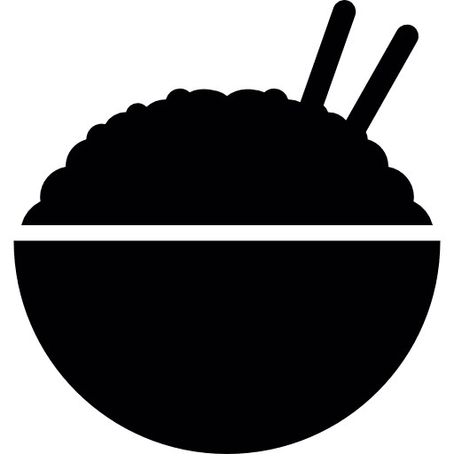 Rice bowl with chopsticks sticks asian food icon