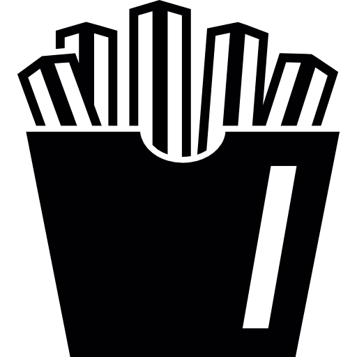 French fries on container fastfood snack potatoes icon