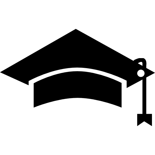 Black graduation cap tool of university student for head google for education hat tool icon