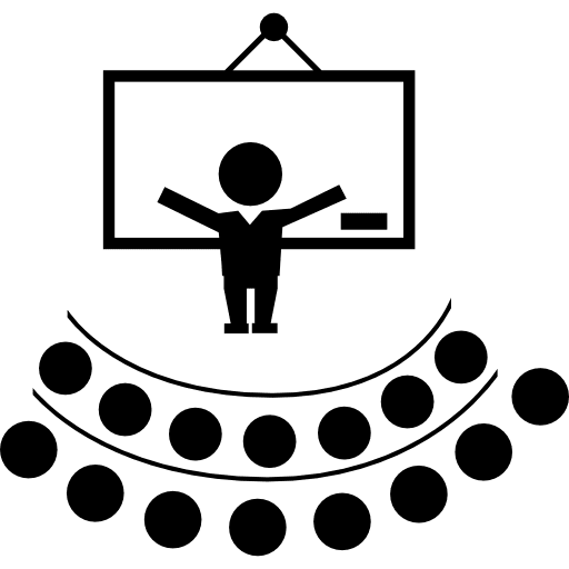 Teacher lecture in front an auditory student school teaching icon