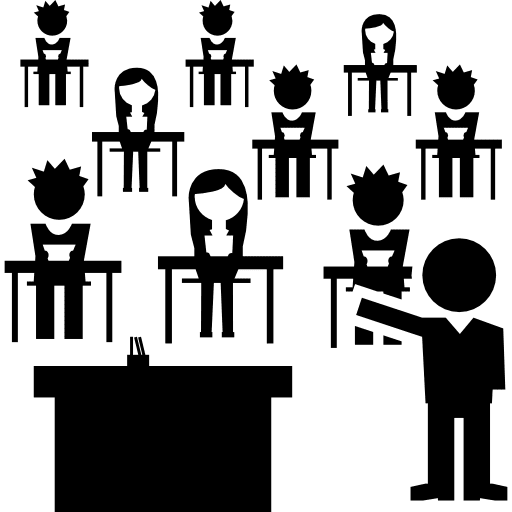 Classroom with students group and the teacher persons learning classroom icon