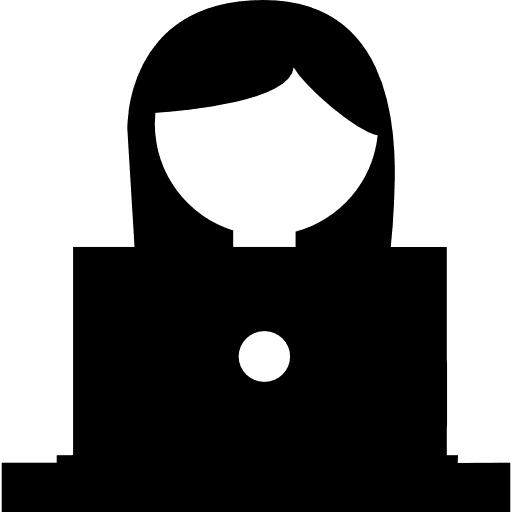 Girl studying on a laptop woman tool behind icon