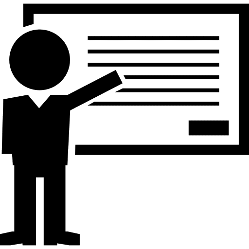 Grammar class teacher teaching pointing whiteboard text lines grammar professor teacher icon