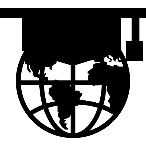 Earth globe with graduation hat graduation graduation hat cap icon