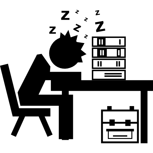 Professor or student sleeping on his desk with books stack sleeping education people icon