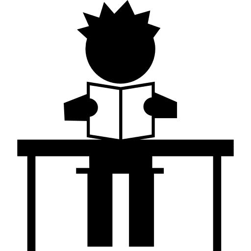 Student in class with a book tool education student icon