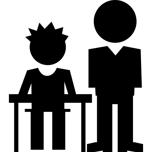 Teacher and student side by side one sitting the other standing persons student side by side icon