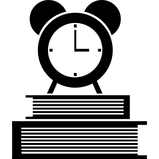 Books and clock with alarm education clock book icon