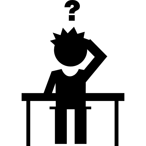 Student with doubts on class why education person icon