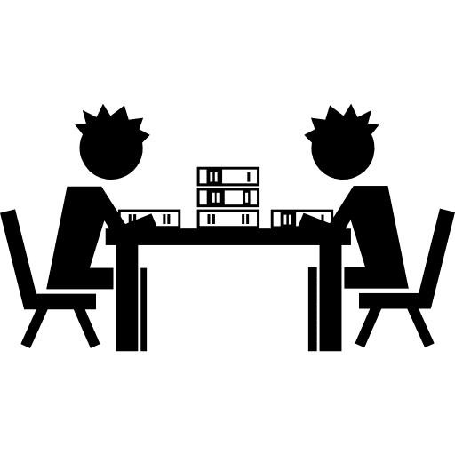 Students reading sitting in a library books education students icon