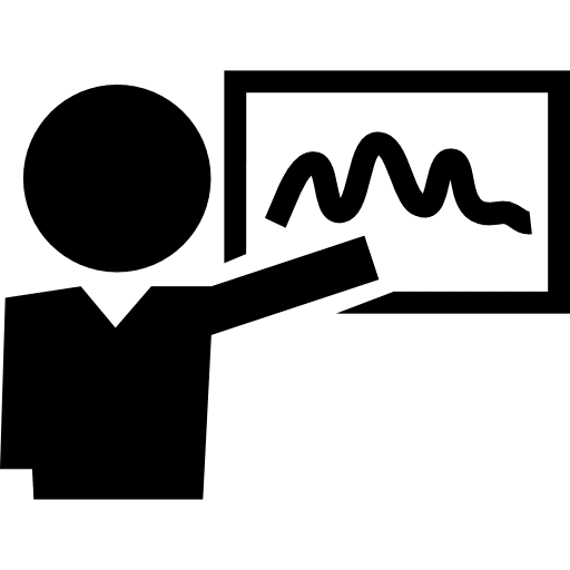 Teacher showing curve line on whiteboard teacher curve pointing icon