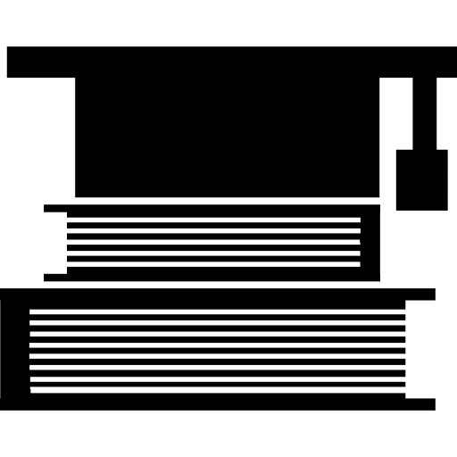 Education books and graduation cap on top thesis educative books graduation cap icon