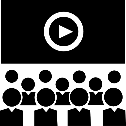 Movie projection to class students projection education group icon