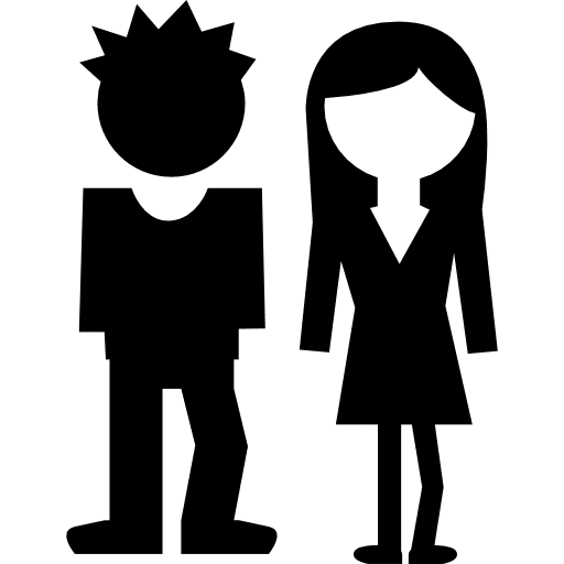 Students couple full body view full body boy man icon