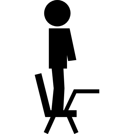 Rebel student standing on a chair rebel education stick man icon