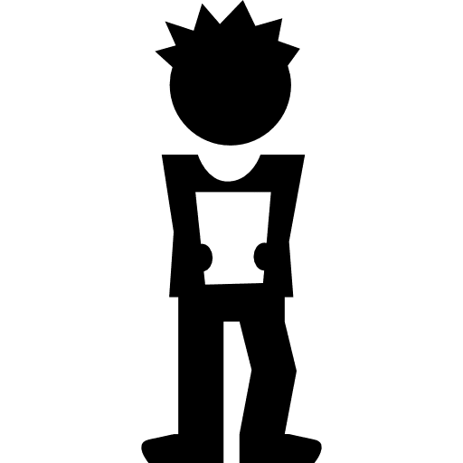 Male student reading standing reading student icon