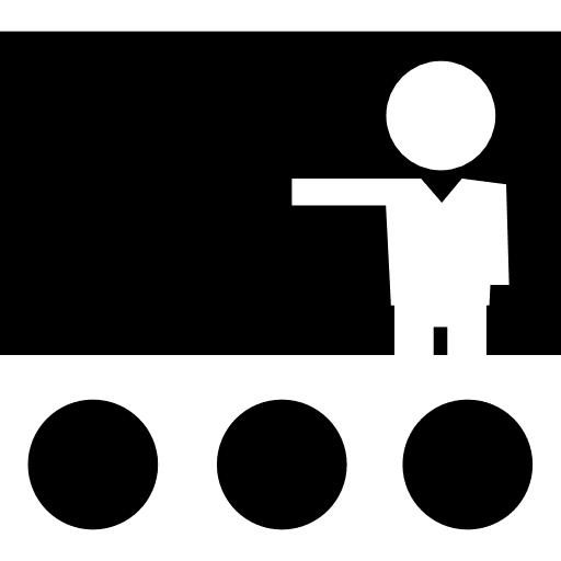 Students teacher and blackboard school education session icon