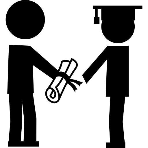 Graduate receiving his diploma diploma school university icon