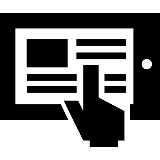 Touching ipad screen with educative information education computer educational icon