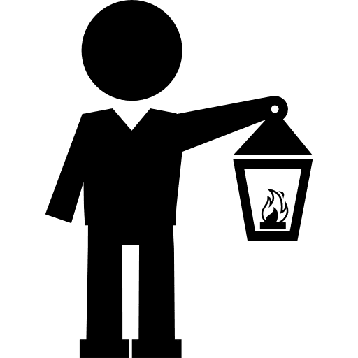 Man with a light lamp man light lamp icon