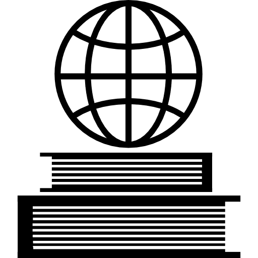 Book and earth grid on top two books study icon