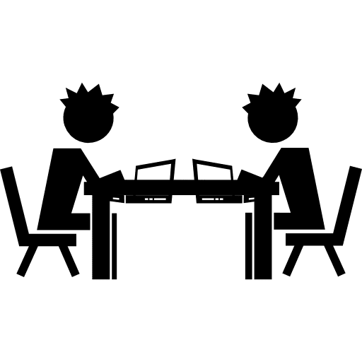 Students studying on computers students persons education icon