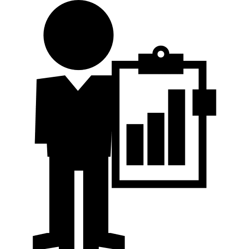 Professor with economy graphs on a clipboard graphic tool economy icon