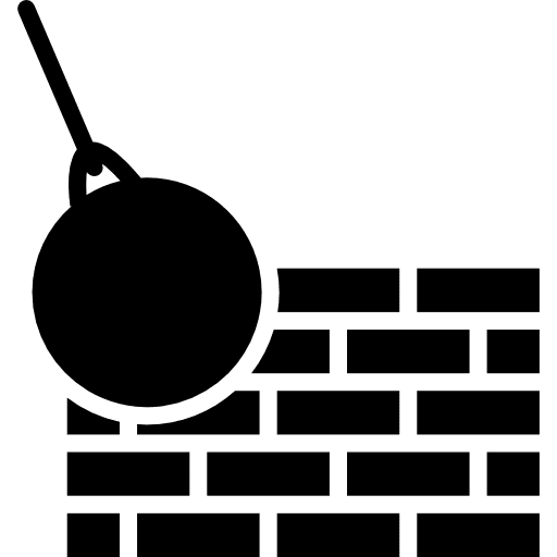 Bricks wall and demolition ball tools wall demolitions icon