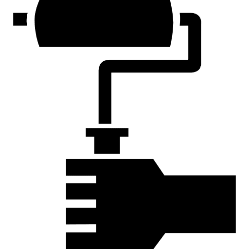 Hand of a painter holding paint roller painting rolls holding icon