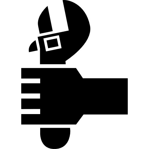 Wrench in a hand hand fix building trade icon
