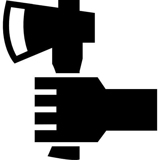 Hand holding an ax cutting tool building trade hand tools icon