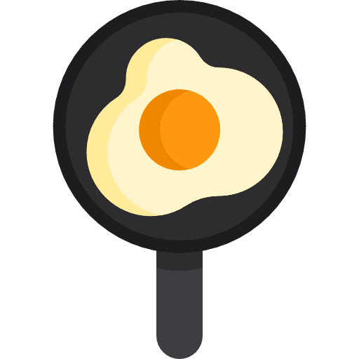 Fried egg food and restaurant pan cooking icon