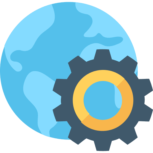Worldwide seo and web settings world icon