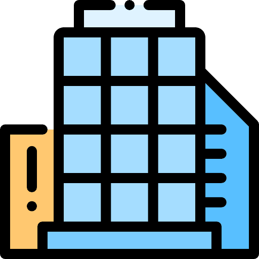 Company architecture and city manufacturer factory icon